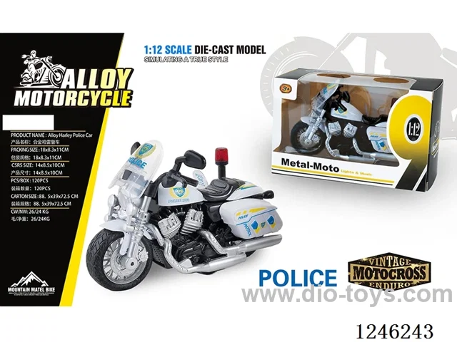 Harley Alloy Police Car - Pull Back W L/M, Included Battery