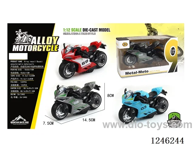 Ducati Alloy Motorcycle - Pull Back W L/M, Included Battery