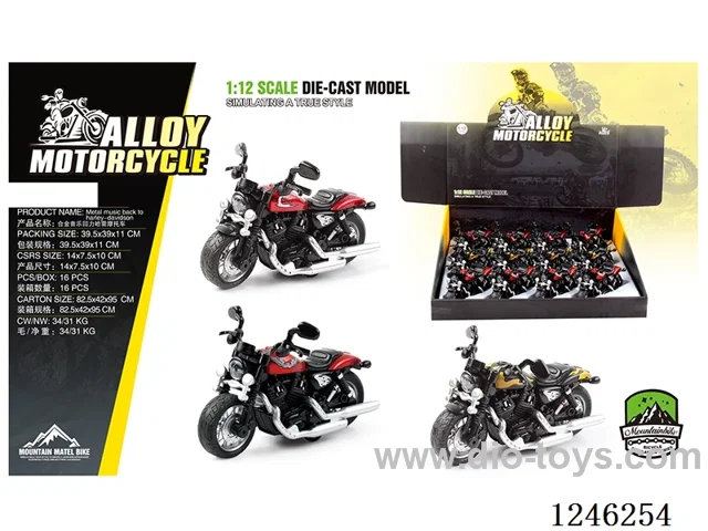 Harley alloy motorbike - pull back , W L/M, included battery
