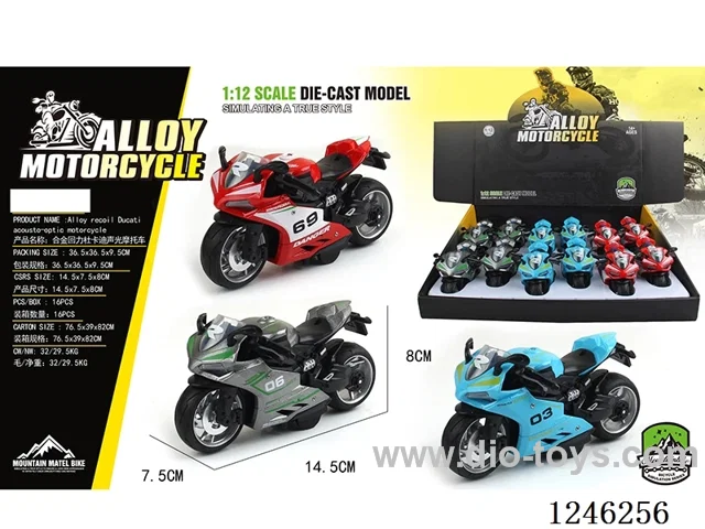 Ducati alloy motorbike - pull back, W L/M, included battery