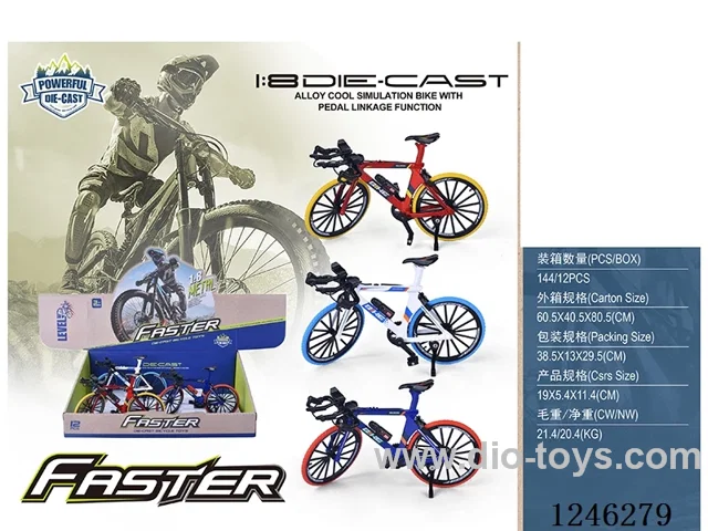 1:8 Alloy Road Bicycle, 3 Colours Mixed,12PCS/box-free wheel