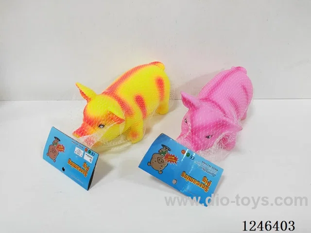 Rubber-moulded squeaker pig (4 colours)