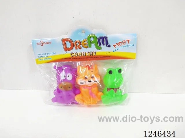 BB Whistle Rubber-moulded Cow Cat Frog 3PCS
