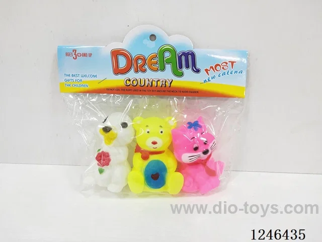 BB Whistle Rubber-moulded Rabbit-Cat-Bear 3PCS