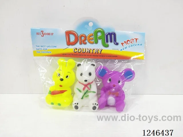 BB Whistle Rubber-moulded Rabbit-Mouse-Panda 3PCS