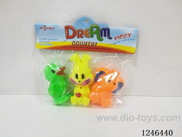 BB Whistle Rubber-moulded Rabbit Duck Elephant 3PCS