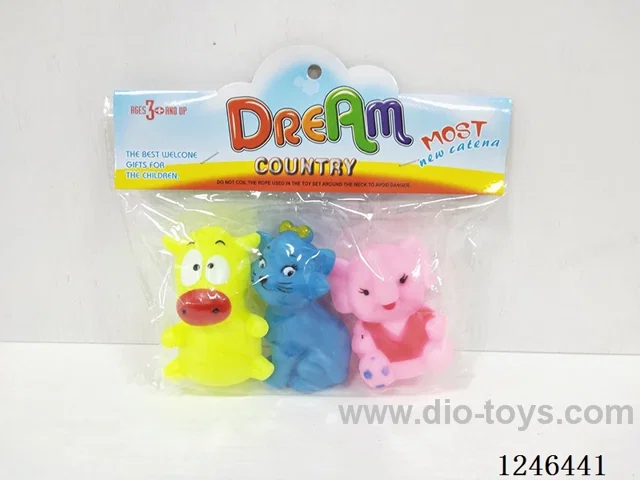 BB Whistle Rubber-moulded Elephant Cow Cat 3PCS