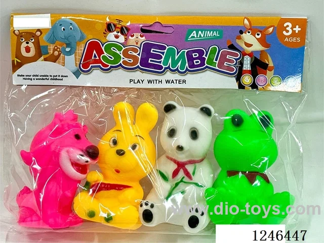 Rubber-moulded BB Whistle Animals 4PCS
