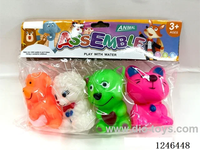 Rubber-moulded BB Whistle Animals 4PCS