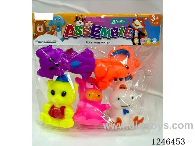Rubber-moulded BB Whistle Animals 5PCS