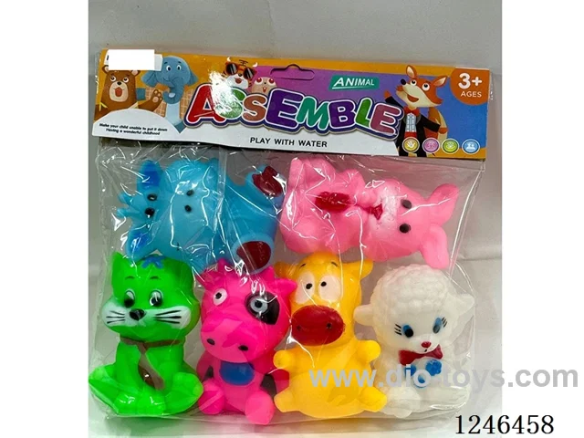 Rubber-moulded BB Whistle Animals 6PCS