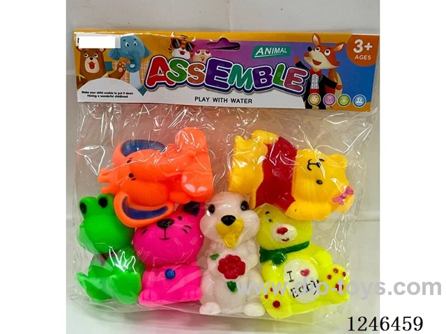 Rubber-moulded BB Whistle Animals 6PCS