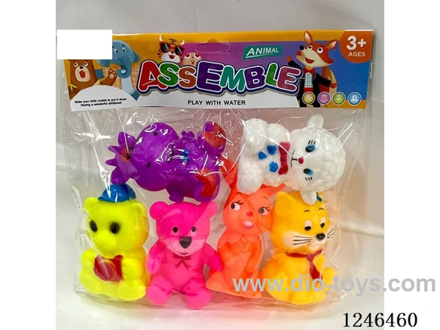 Rubber-moulded BB Whistle Animals 6PCS