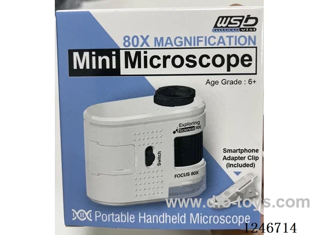 Portable High-Definition Microscope 80X without Clamp, in included battery