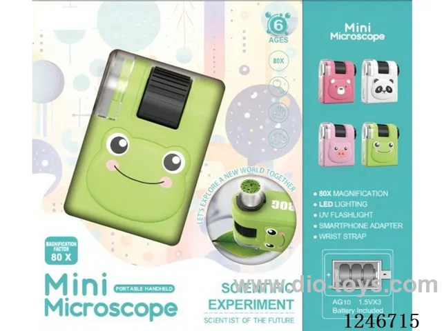 Portable High-Definition Microscope 80X without Clamp, in included battery