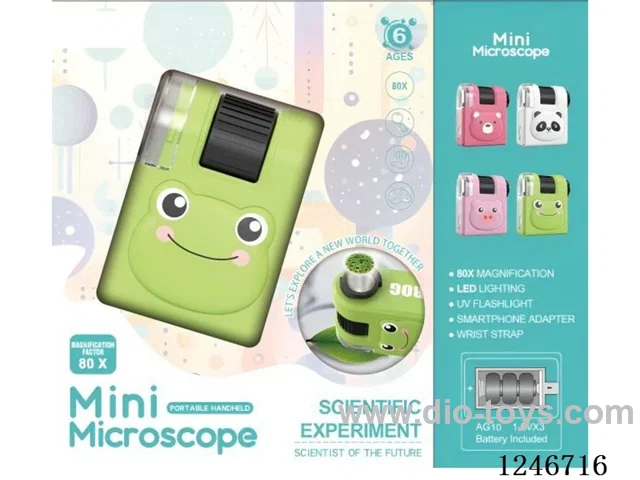 Portable High-Definition Microscope 80X with Clamp, in included battery