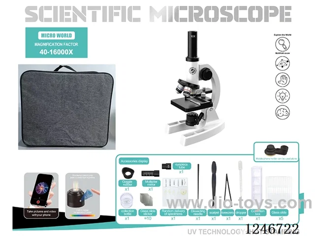 Professional Microscope with Metal Objective Lens - Mobile Caliper 40X-1600X included battery