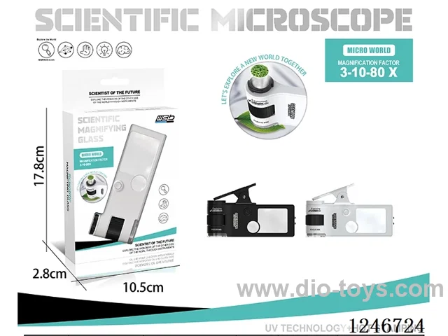 Microscope + Magnifier with Clamp 3X-10+80X included battery