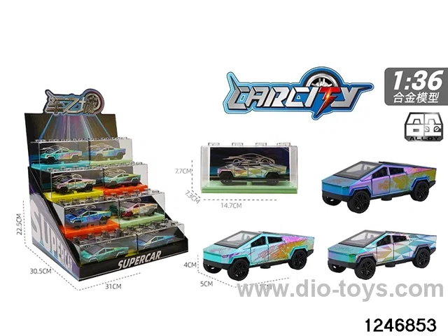 1:36 pull back metal car with iridescent color