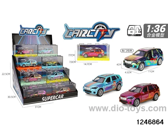 1:36 pull back metal car with iridescent color