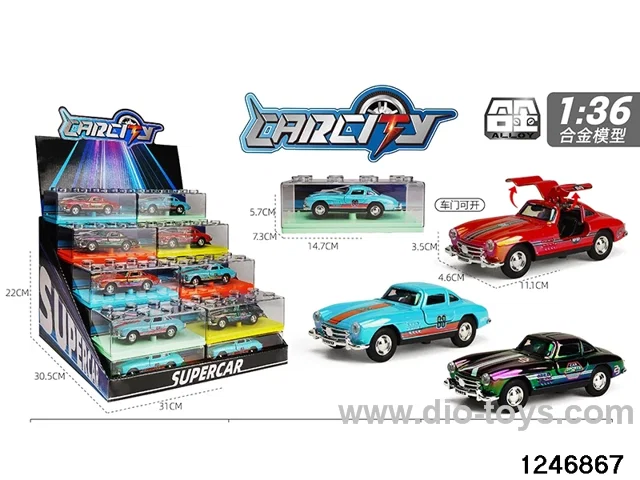 1:36 pull back metal car with iridescent color