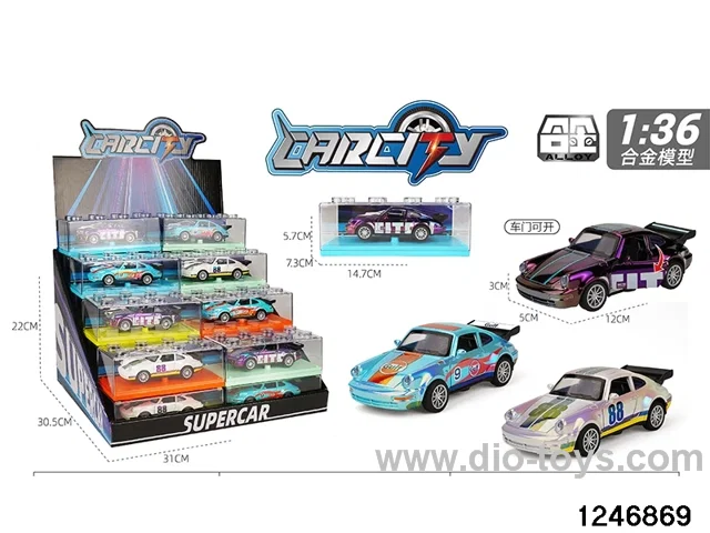 1:36 pull back metal car with iridescent color