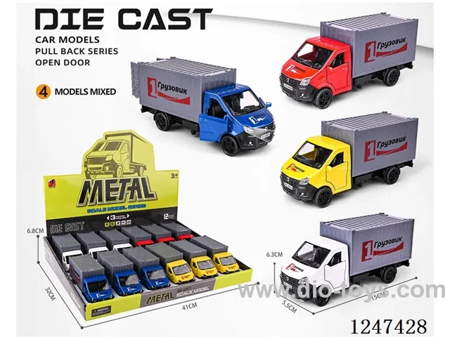 pull back alloy car 3 doors openable 12PCS W L/M