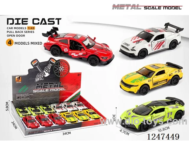 1:43 pull back alloy car openable door 12PCS