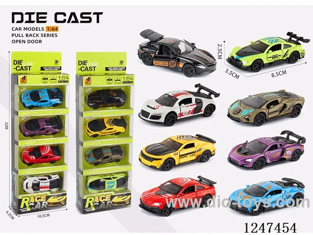 1:64 pull back alloy car 3 doors openable