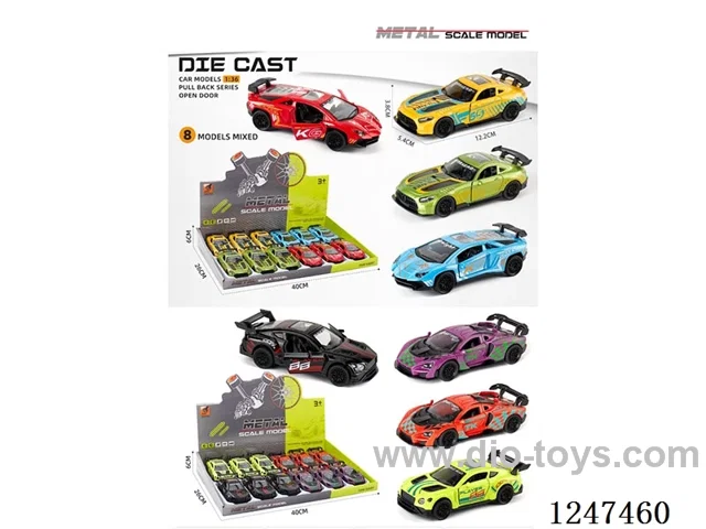 1:36 pull back alloy car openable door 12PCS