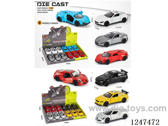 1:36 pull back alloy car openable door 12PCS