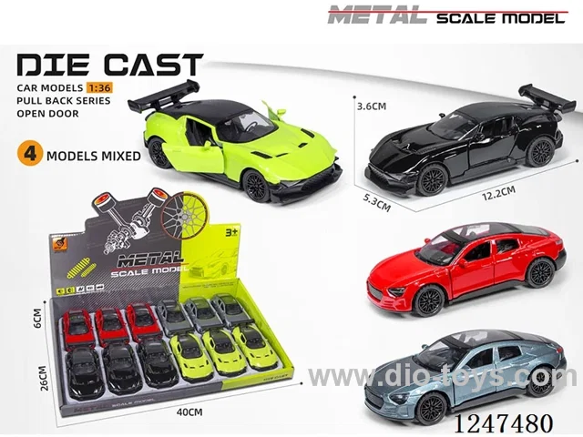 1:36 pull back alloy car openable door 12PCS