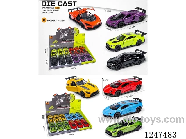 1:36 pull back alloy car openable door 12PCS W L/M