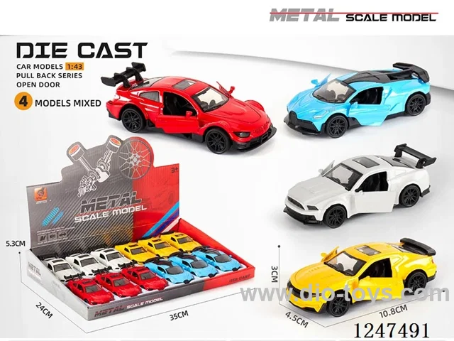 1:43 pull back alloy car openable door 12PCS