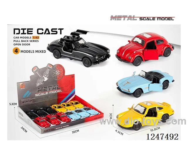 1:43 pull back alloy car openable door 12PCS