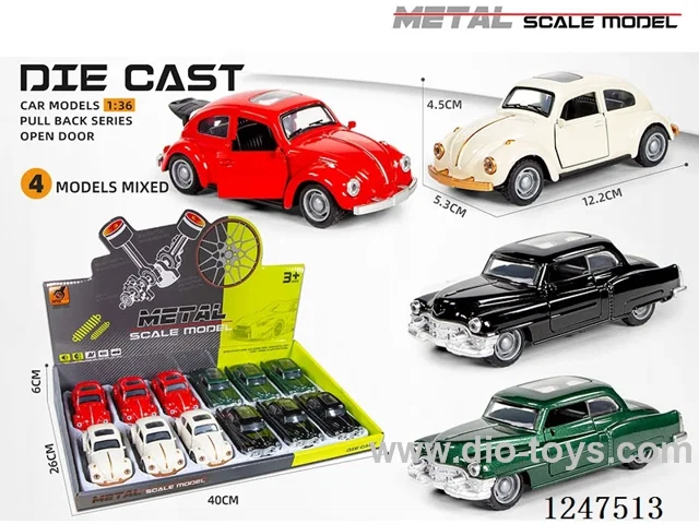 1:36 pull back alloy car 3 doors openable 12PCS W L/M