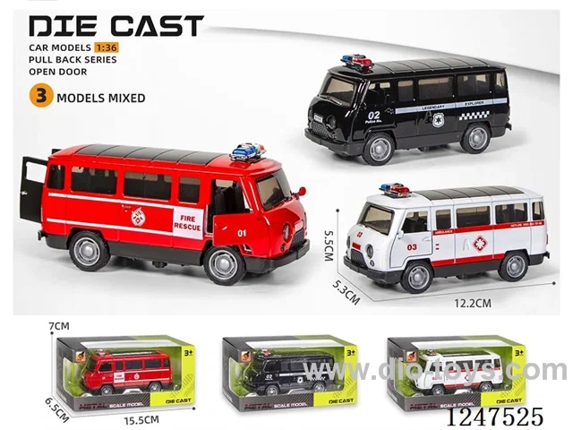 1:36 pull back alloy car 3 doors openable