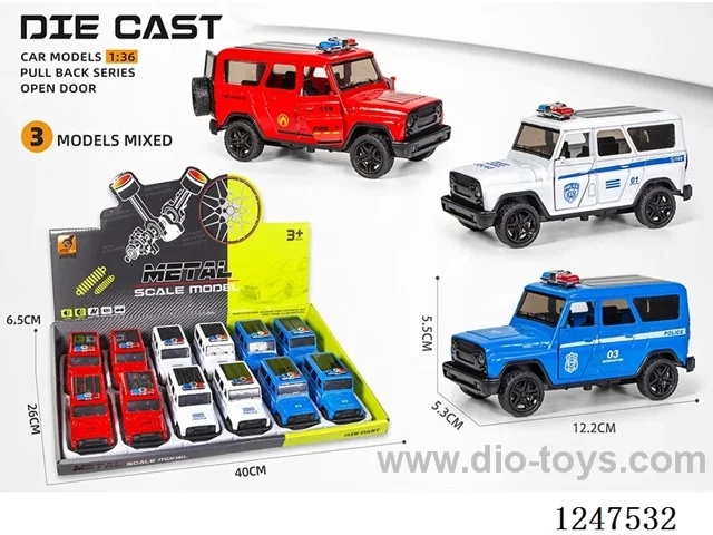 1:36 pull back alloy car 3 doors openable 12PCS