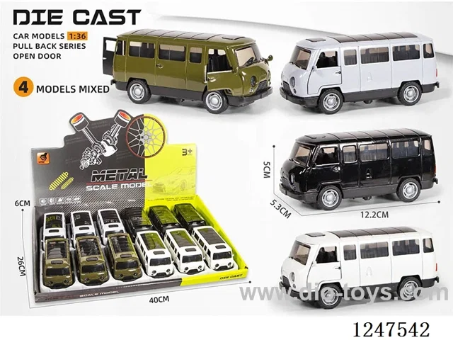 1:36 pull back alloy car 3 doors openable 12PCS