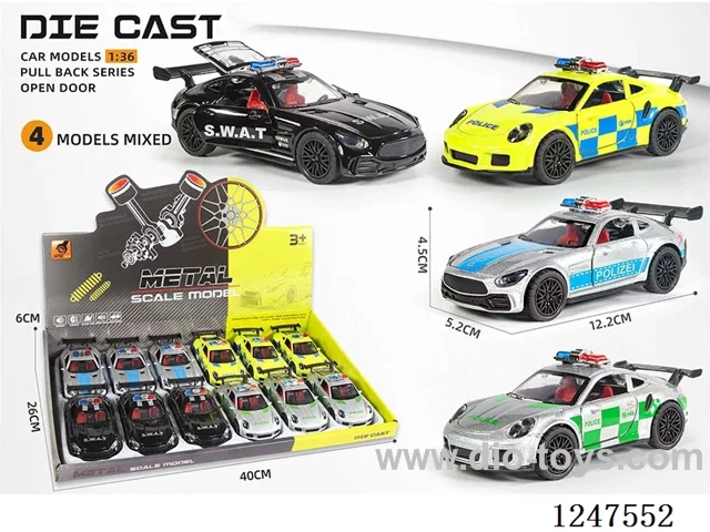 1:36 pull back alloy car 3 doors openable 12PCS W L/M