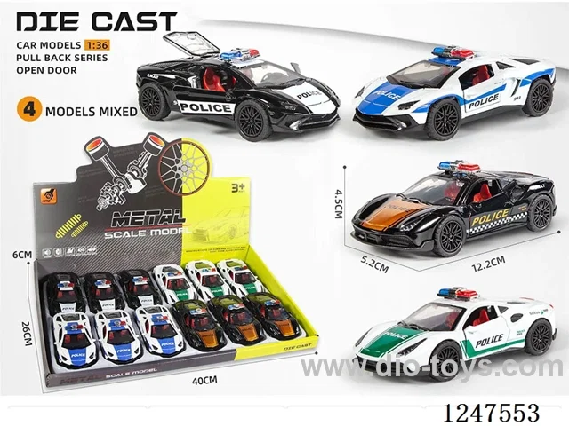 1:36 pull back alloy car 3 doors openable 12PCS