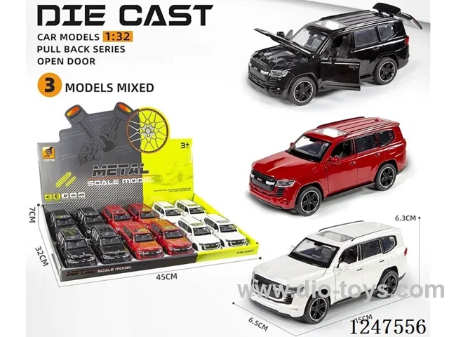 1:32 pull back alloy car 4 doors openable 12PCS W L/M included battery