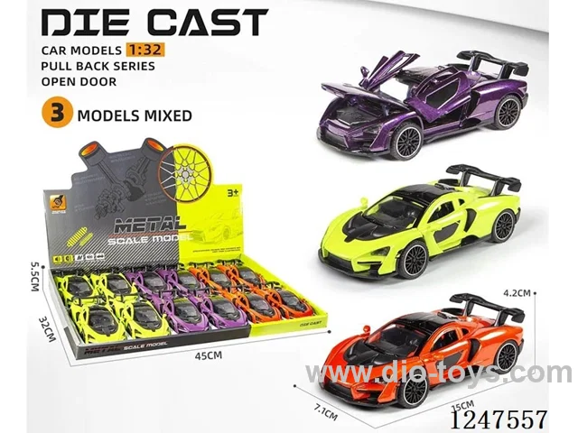 1:32 pull back alloy car 4 doors openable 12PCS W L/M included battery