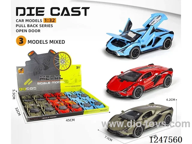 1:32 pull back alloy car 4 doors openable 12PCS W L/M included battery