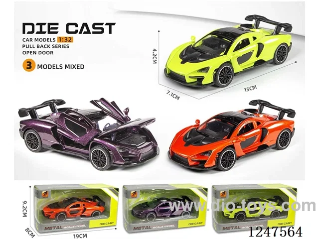 1:32 pull back alloy car 4 doors openable W L/M included battery