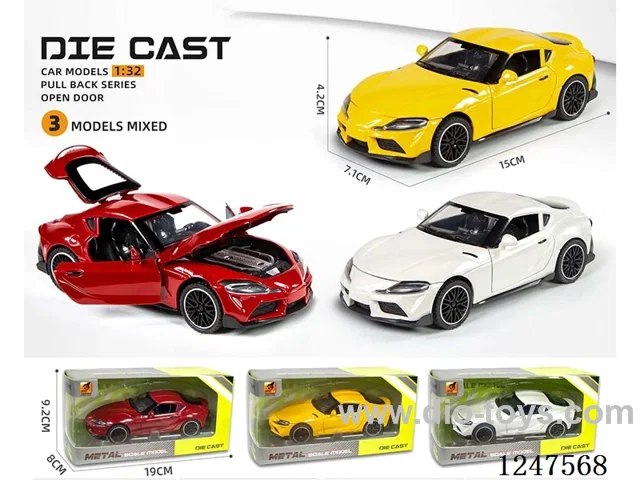 1:32 pull back alloy car 4 doors openable W L/M included battery