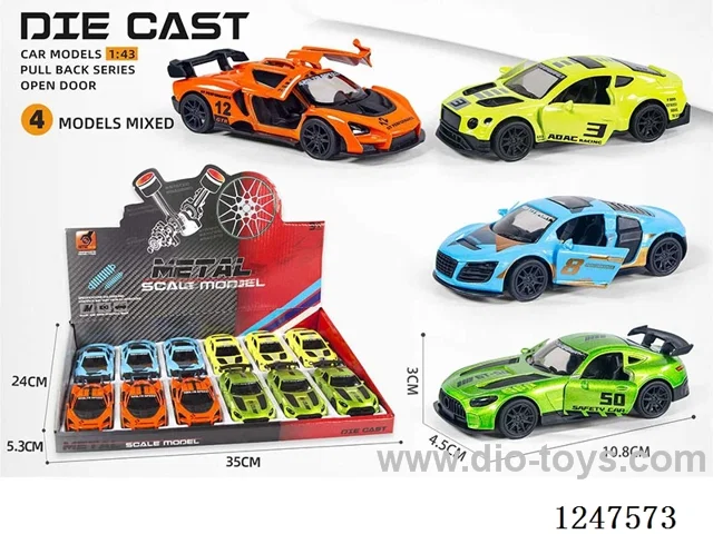 1:43 pull back alloy car openable door 12PCS