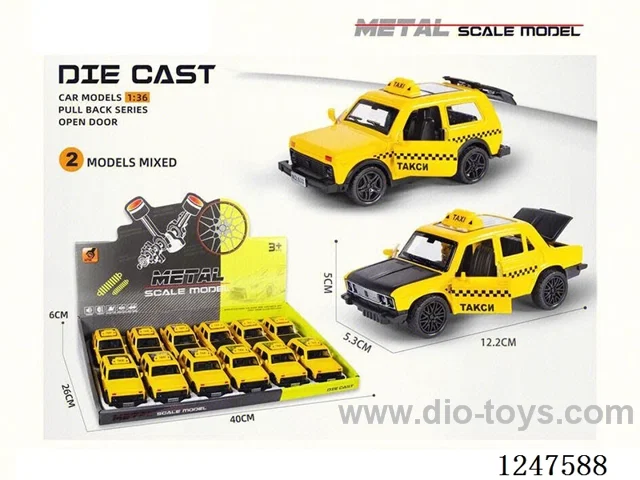 1:36 pull back alloy car 3 doors openable 12PCS