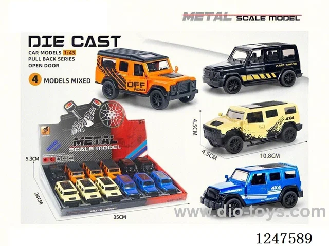 1:43 pull back alloy car openable door 12PCS