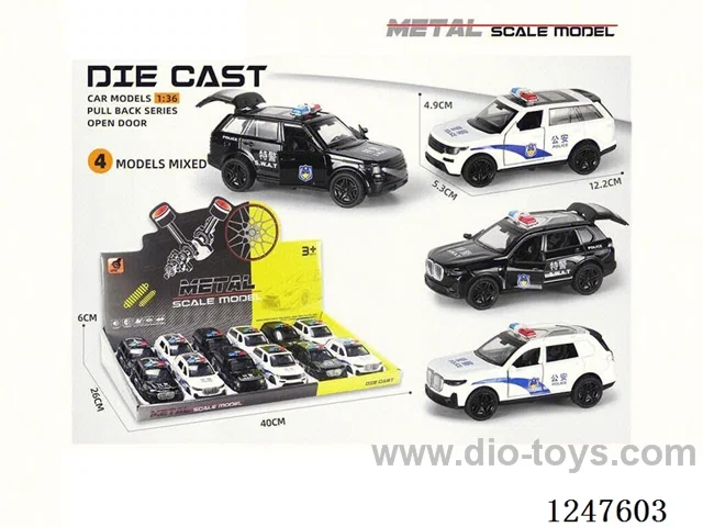 1:36 pull back alloy car 3 doors openable 12PCS